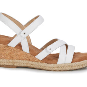 WALKING CRADLES ALBA WOMEN'S WHITE LEATHER STRAPPY CORK WEDGE CUSHIOND SANDAL