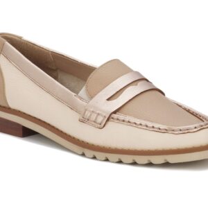 ROS HOMMERSON WINNIE 2 WOMEN'S VANILLA COLOR BLOCKED LEATHER PENNY LOAFER