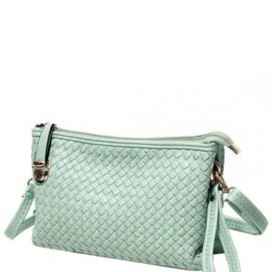 M.C. Handbags #4816 Annie aqua green All in one Crossbody, Clutch or Wristlet TRIPLE COMPARTMENTS (Copy)