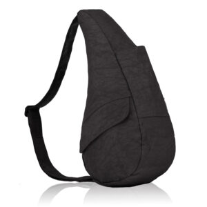 AMERIBAG HEALTHY BACK BAG TOTE DISTRESSED NYLON SMALL 6103-BK BLACK