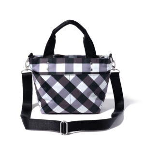 baggallini MINI CARRYALL TOTE CAM822 B0379 BLACK AND WHITE GINGHAM