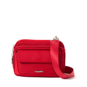 BAGGALLINI MODERN DOUBLE ZIP CROSSBODY DBZ864 B1094 CRIMSON RED TWILL