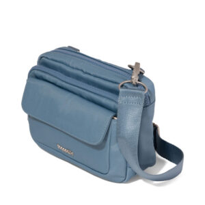 BAGGALLINI MODERN DOUBLE ZIP CROSSBODY DBZ864 B1105 CORNFLOWER BLUE TWILL