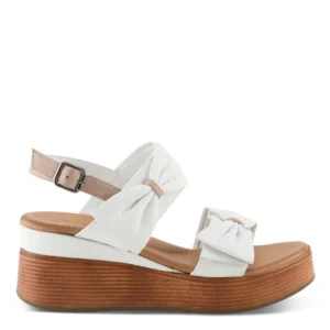 SPRING STEP KACPAR WHITE LEATHER PLATFORM WEDGE DUAL STRAP COMFORT SANDAL