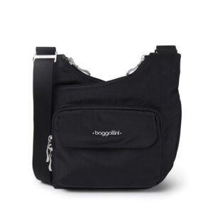BAGGALLINI CRISS CROSS CROSSBODY MCC570 B0018 BLACK WITH SAND COLOR LINING